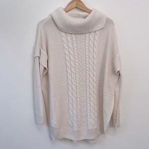 Francesca’s collections Women’s cable knit Poncho Long Sleeves Sweater Cream XL